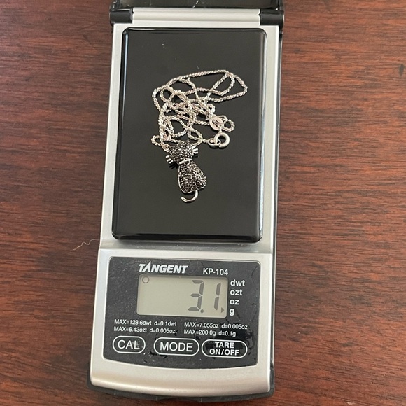 Black diamond solid sterling silver cat pendant & chain - Picture 4 of 8